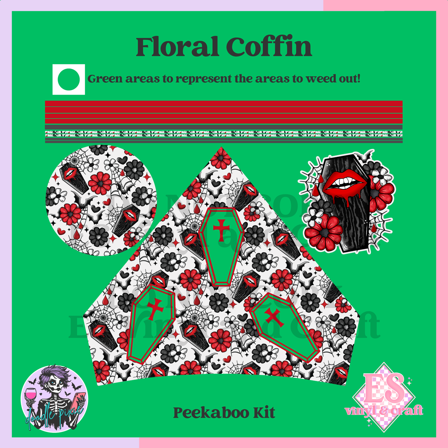 Floral Coffin – 24oz Snowglobe Wrapper Kit image 5