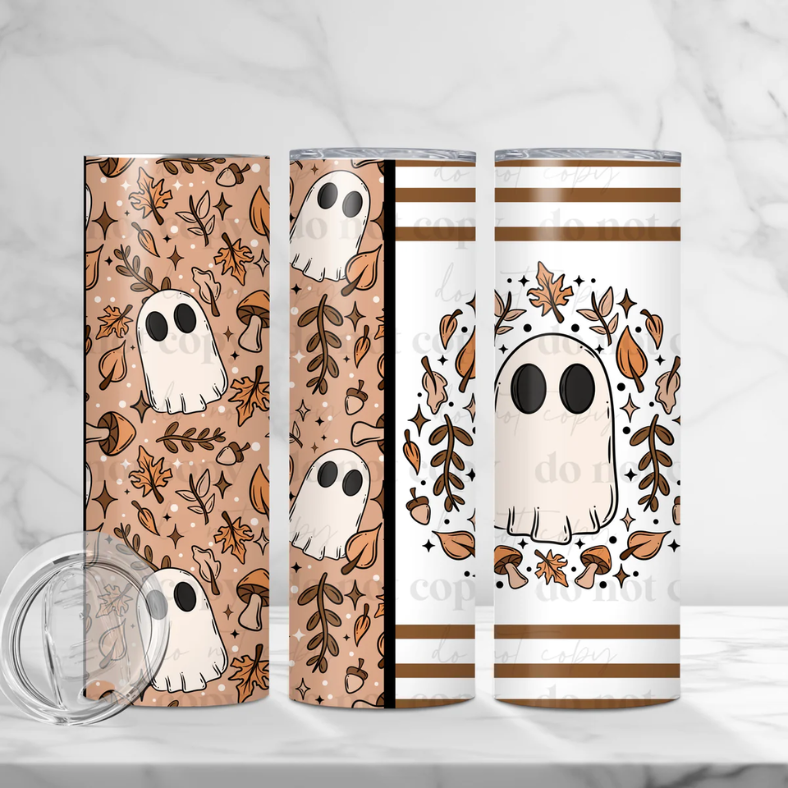 Autumn Ghostie - Full 20oz Tumbler Sublimation Ready To Print image 0