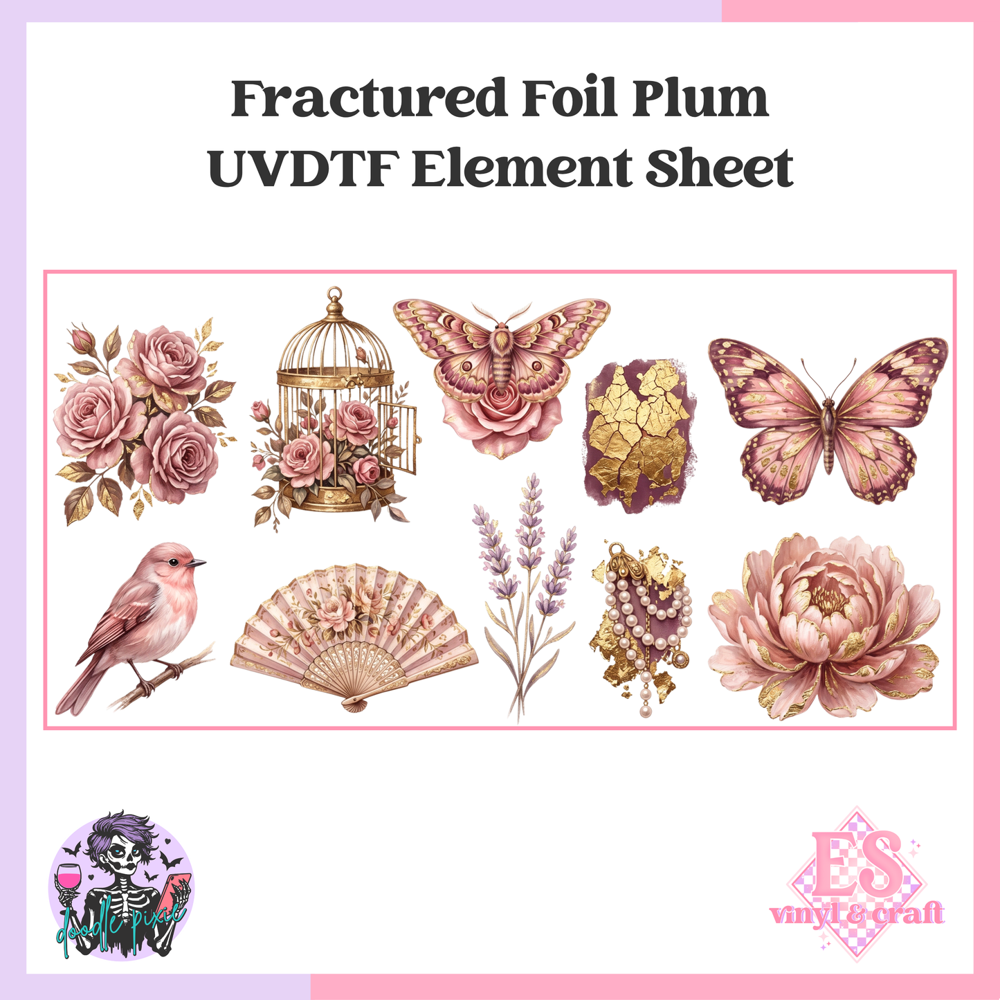 Fractured Foil Plum - Multi - 10" x 10" Self Adhesive Vinyl (Oracal or Holo)