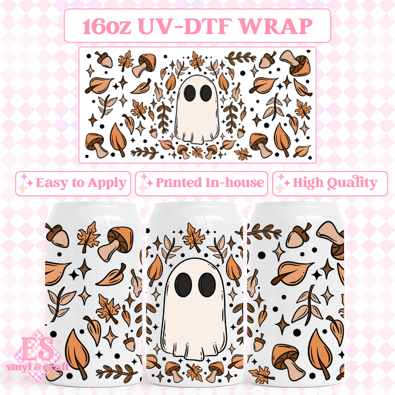 Autumn Ghostie - 16oz Beer Can / Libbey UV-DTF image 0