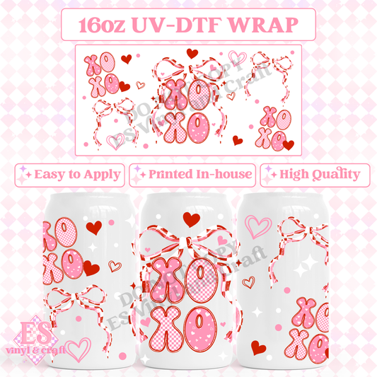 XOXO Checker - 16oz Beer Can / Libbey UV-DTF image 0