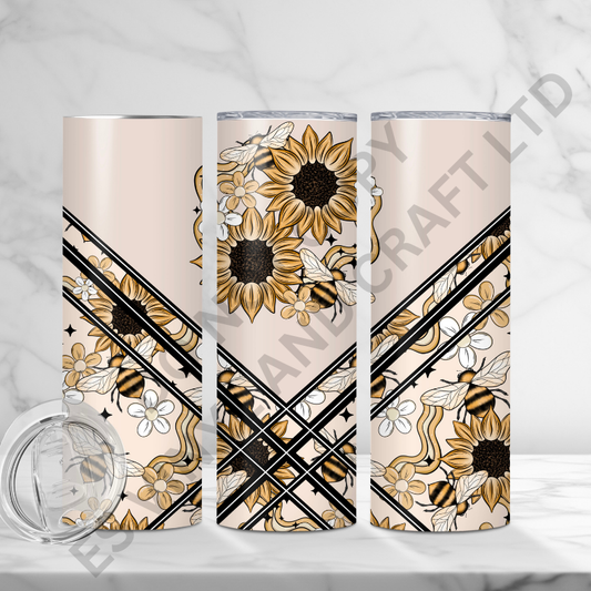 Sunflower Bee - Full 20oz Tumbler Sublimation Ready To Print image 0