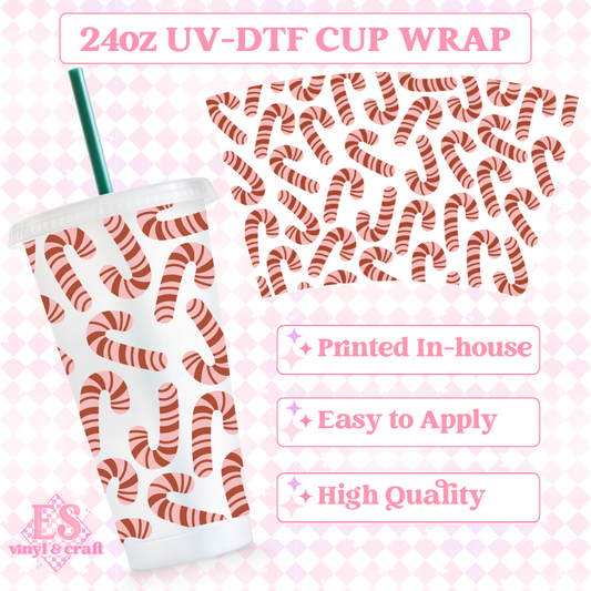 Christmas Candy Canes - UVDTF 24oz Cold Cup Wrap image 0