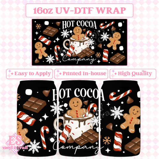 Hot Cocoa Company (White Elements)  - 16oz Beer Can / Libbey UV-DTF Transfer image 0
