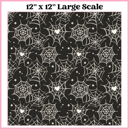 Cream on Grey Webs - 12"x12" Printed Self Adhesive Vinyl