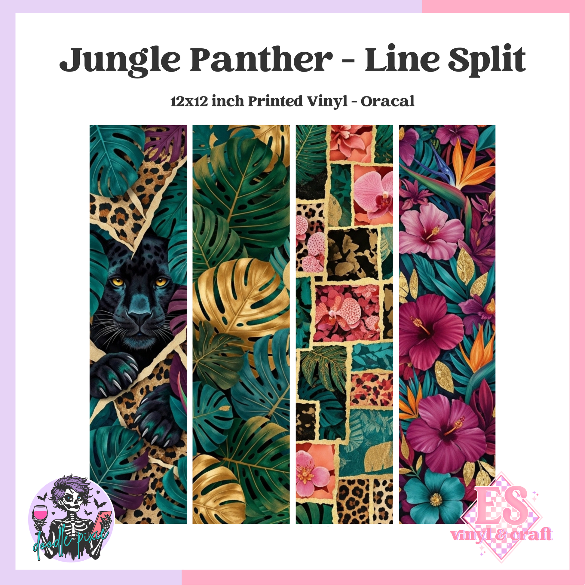 Jungle Panther - Line Split 12" x 12" Printed Vinyl image 0