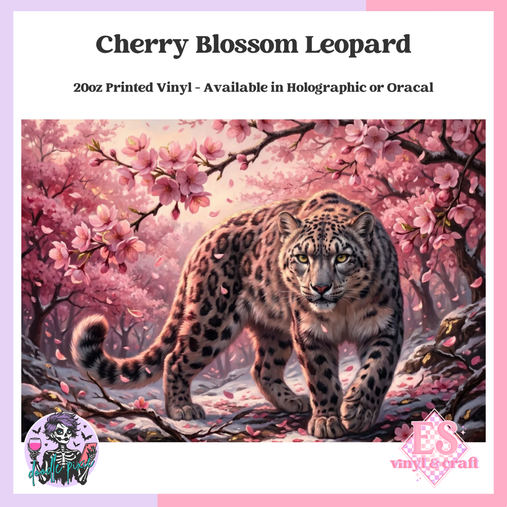 Cherry Blossom Leopard - 20oz Printed Tumbler Self Adhesive Vinyl