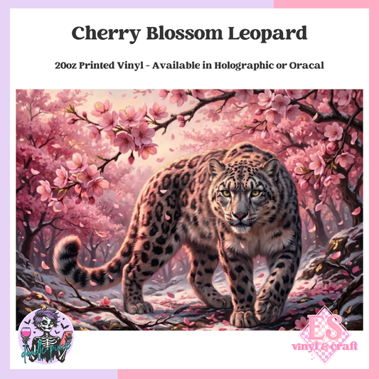 Cherry Blossom Leopard - 20oz Printed Tumbler Self Adhesive Vinyl