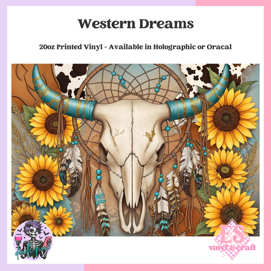 Western Dreams - 20oz Printed Tumbler Self Adhesive Vinyl image 0
