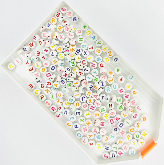 White and Multicoloured Letter Beads (Pack of 200) image 0