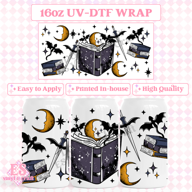 Fantasy Book - 16oz Beer Can / Libbey UV-DTF Transfer image 0