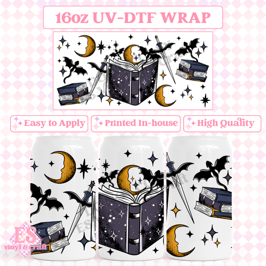 Fantasy Book - 16oz Beer Can / Libbey UV-DTF Transfer image 0