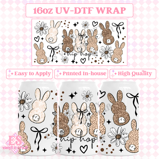 Hip Hop Bunnies - 16oz Beer Can / Libbey UV-DTF image 0
