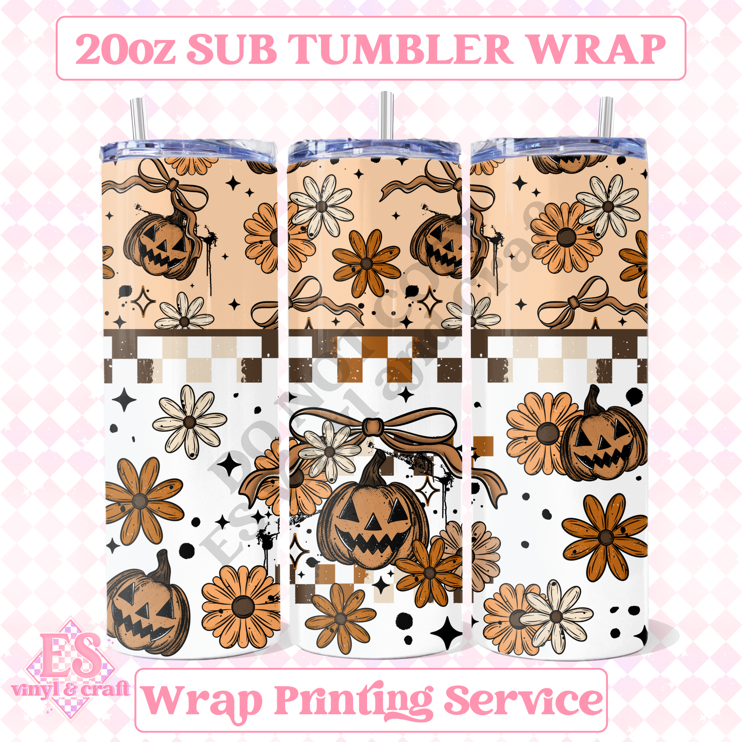Pumpkin Florals - Full 20oz Tumbler Sublimation Print image 0