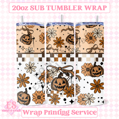 Pumpkin Florals - Full 20oz Tumbler Sublimation Print image 0