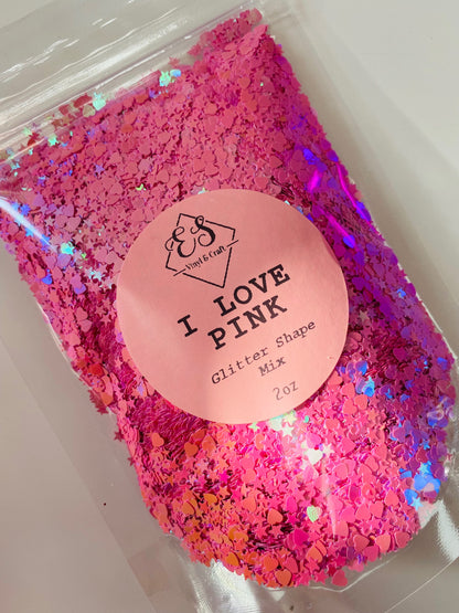I Love Pink - Glitter Shapes image 0