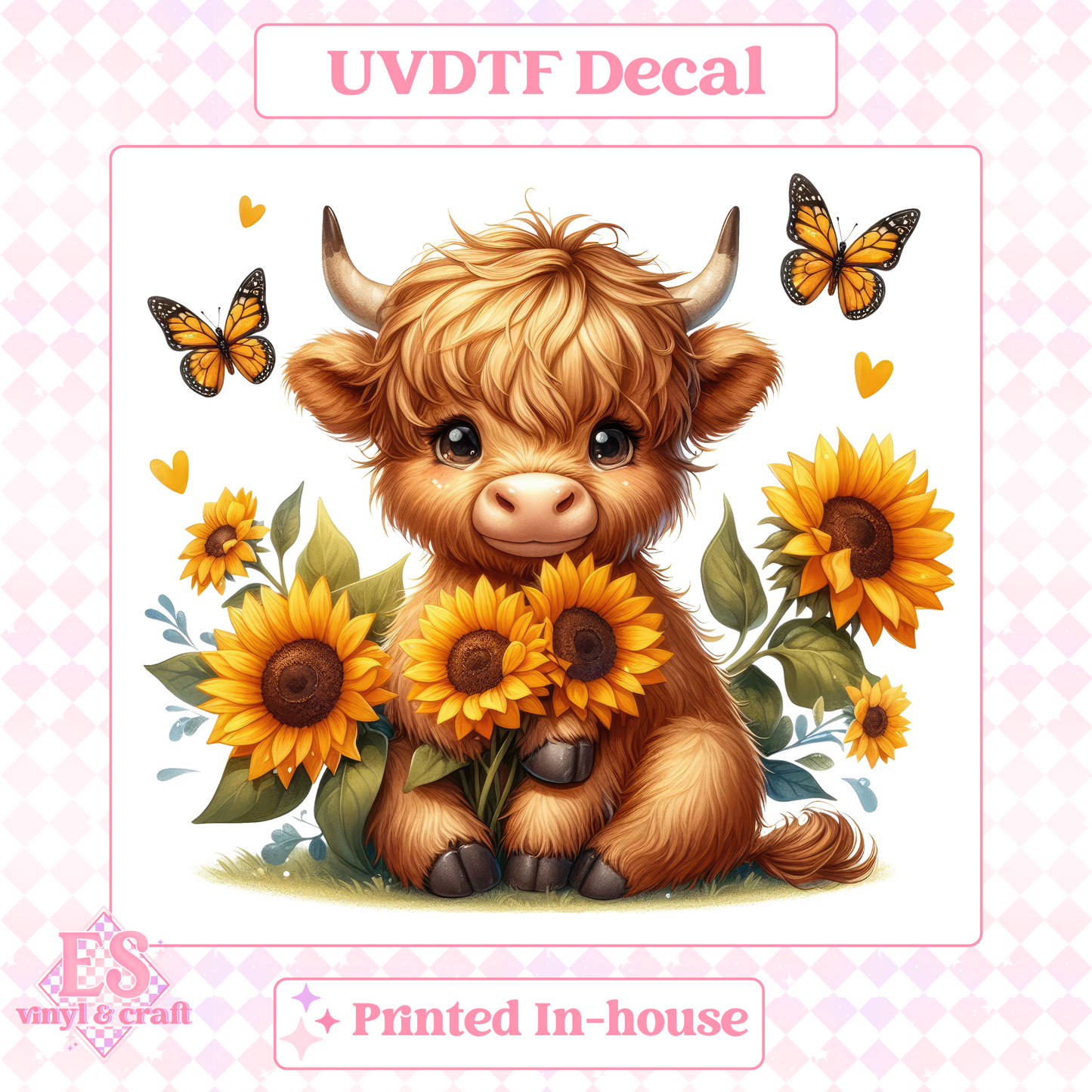 Sunflower Highland Cows - UV-DTF Decal Transfer image 7