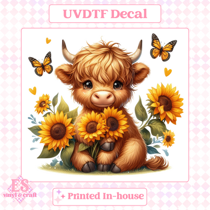 Sunflower Highland Cows - UV-DTF Decal Transfer image 7
