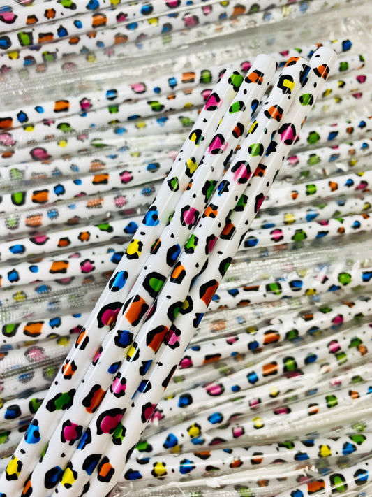 Coloured Leopard White Straw image 0