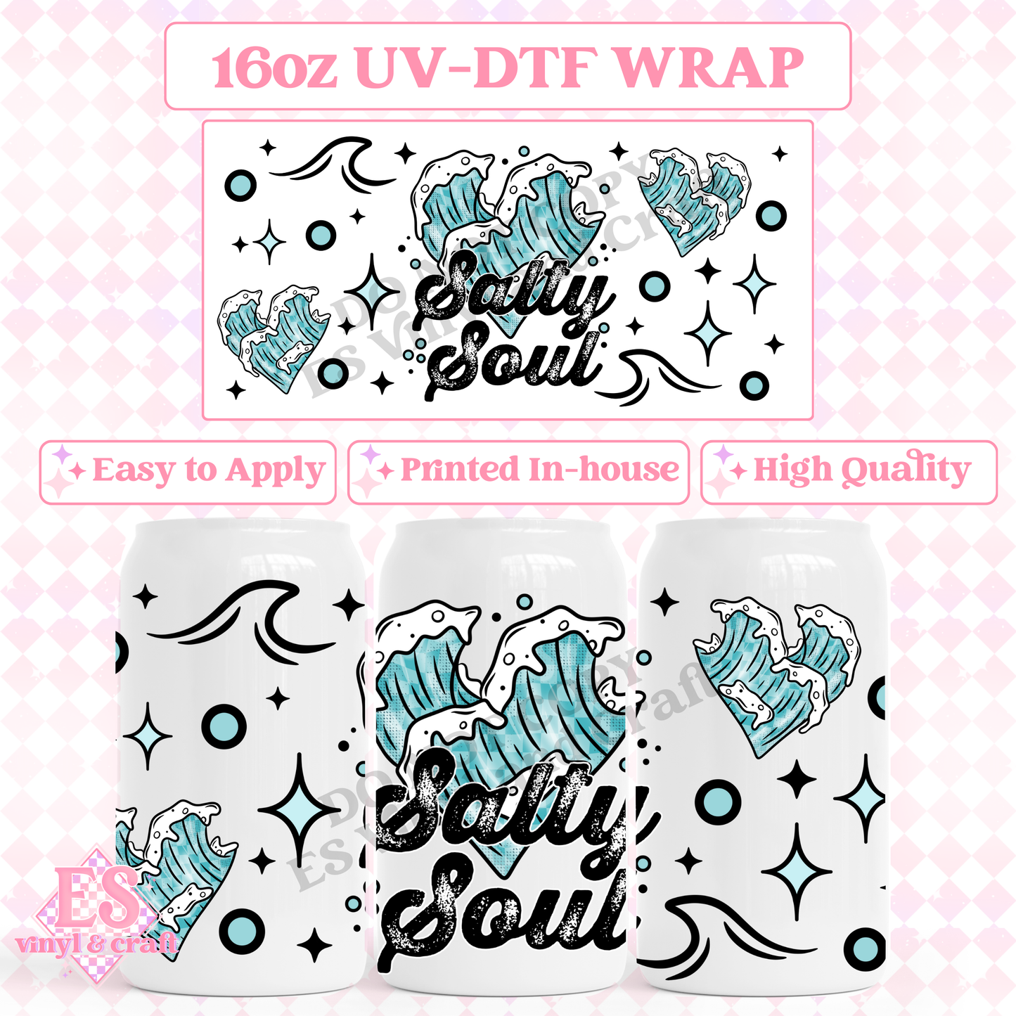Salty Soul - 16oz Beer Can / Libbey UV-DTF Transfer image 0