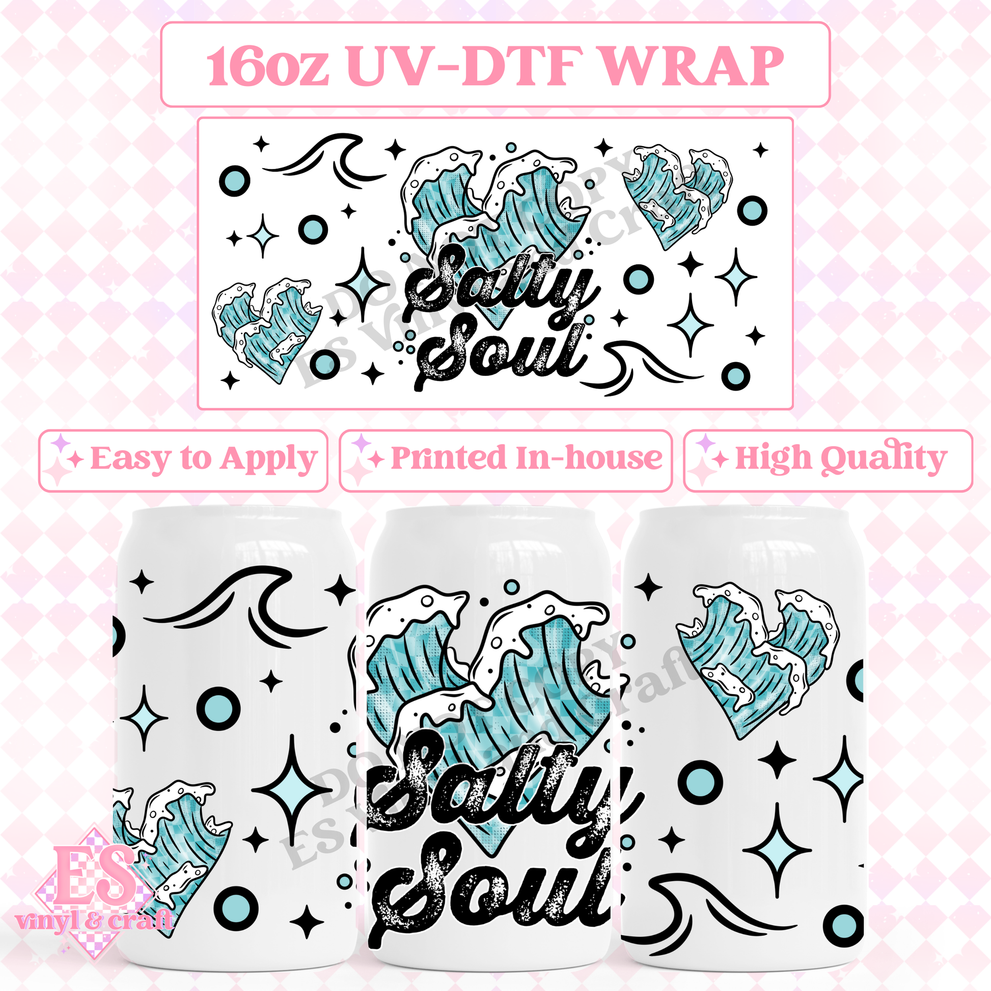 Salty Soul - 16oz Beer Can / Libbey UV-DTF Transfer image 0