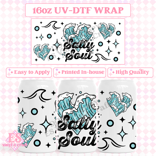 Salty Soul - 16oz Beer Can / Libbey UV-DTF Transfer image 0
