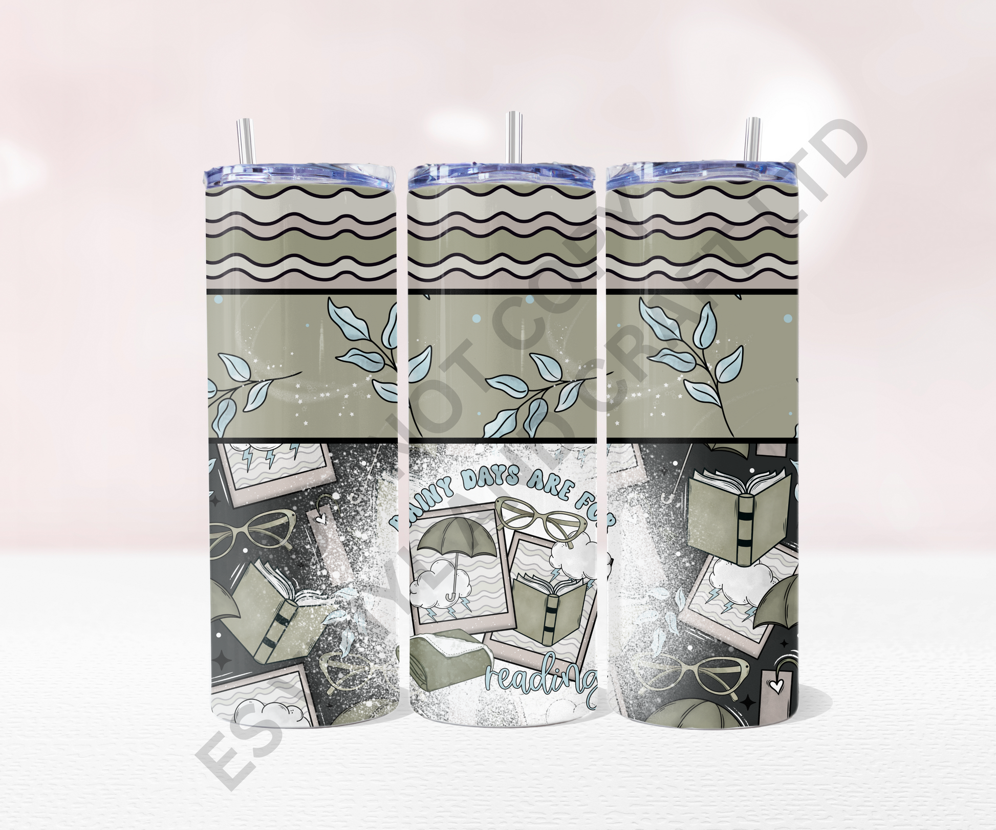 Rainy Days - Full 20oz Tumbler Sublimation Ready To Print image 0
