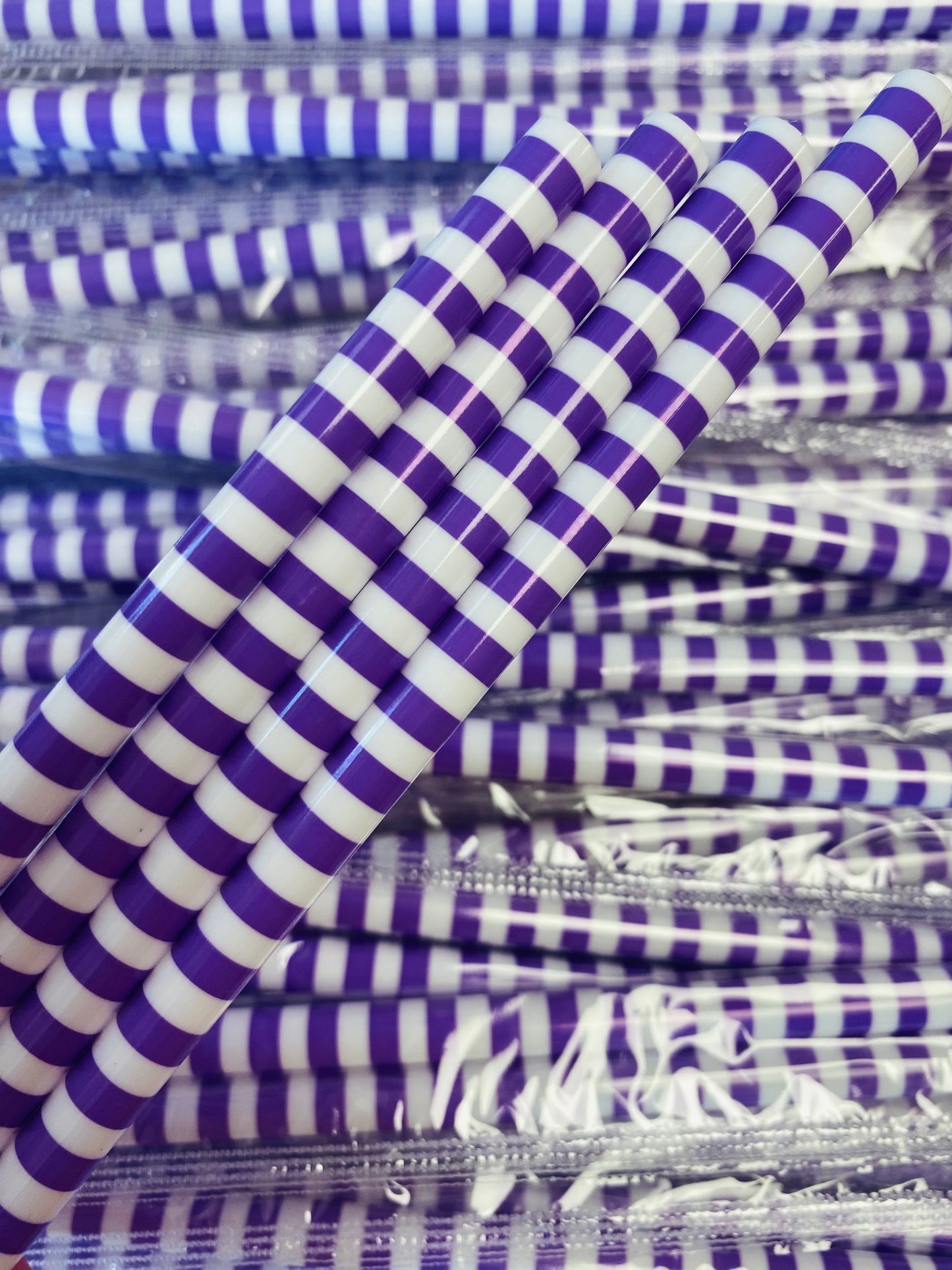 Purple and White Stripe Straw image 0