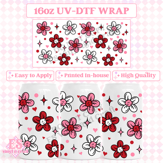 Valentines Florals - 16oz Beer Can / Libbey UV-DTF Transfer image 0