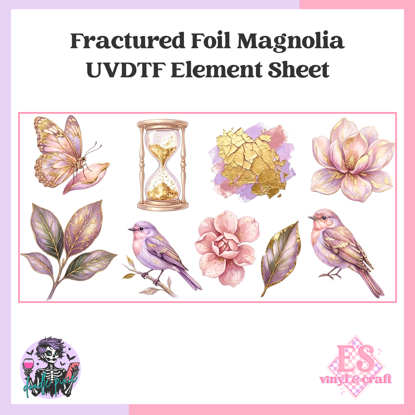 Fractured Foil Magnolia - Multi - 10" x 10" Self Adhesive Vinyl (Oracal or Holo)