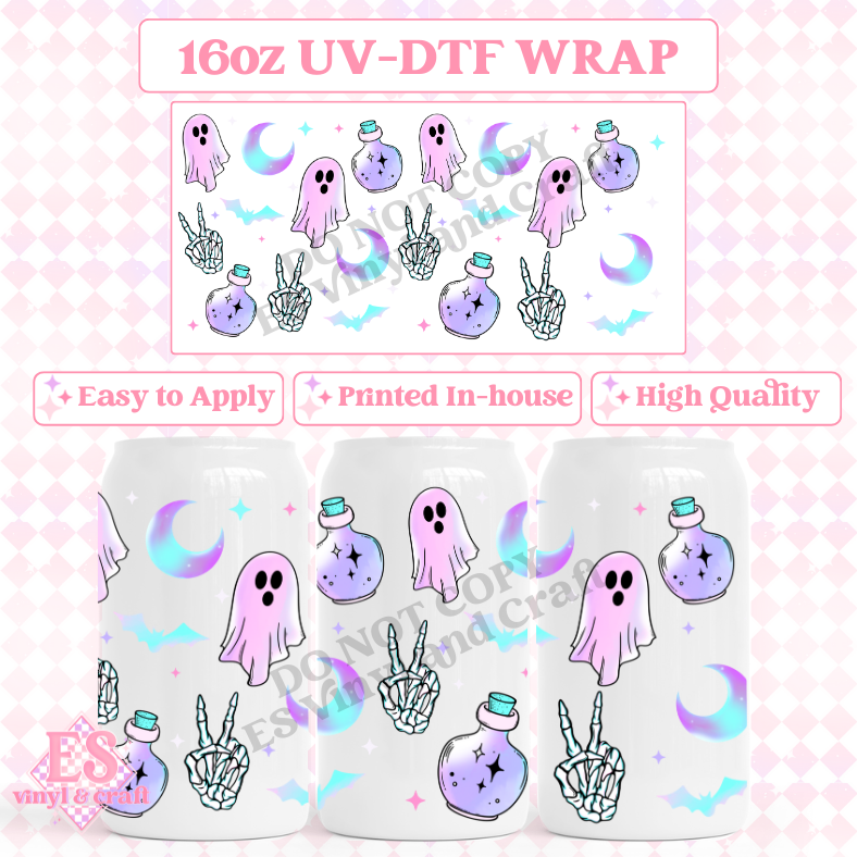 Spooky Pastels - 16oz Beer Can / Libbey UV-DTF Transfers image 0