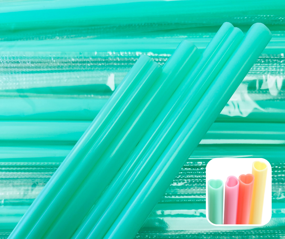 Heart Shaped Straw Teal image 0