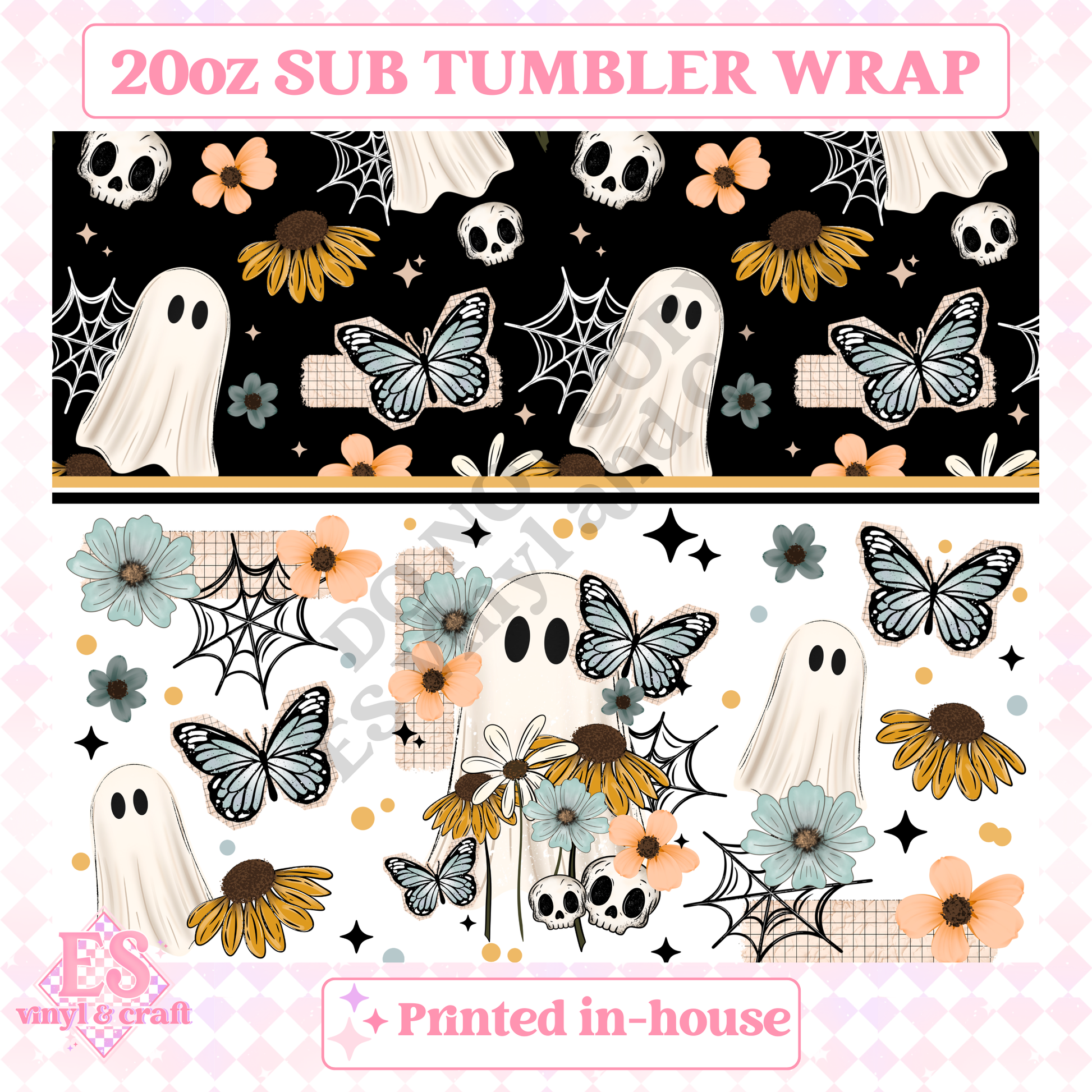 Floral Ghost - Full 20oz Tumbler Sublimation Print image 1