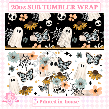 Floral Ghost - Full 20oz Tumbler Sublimation Print image 1