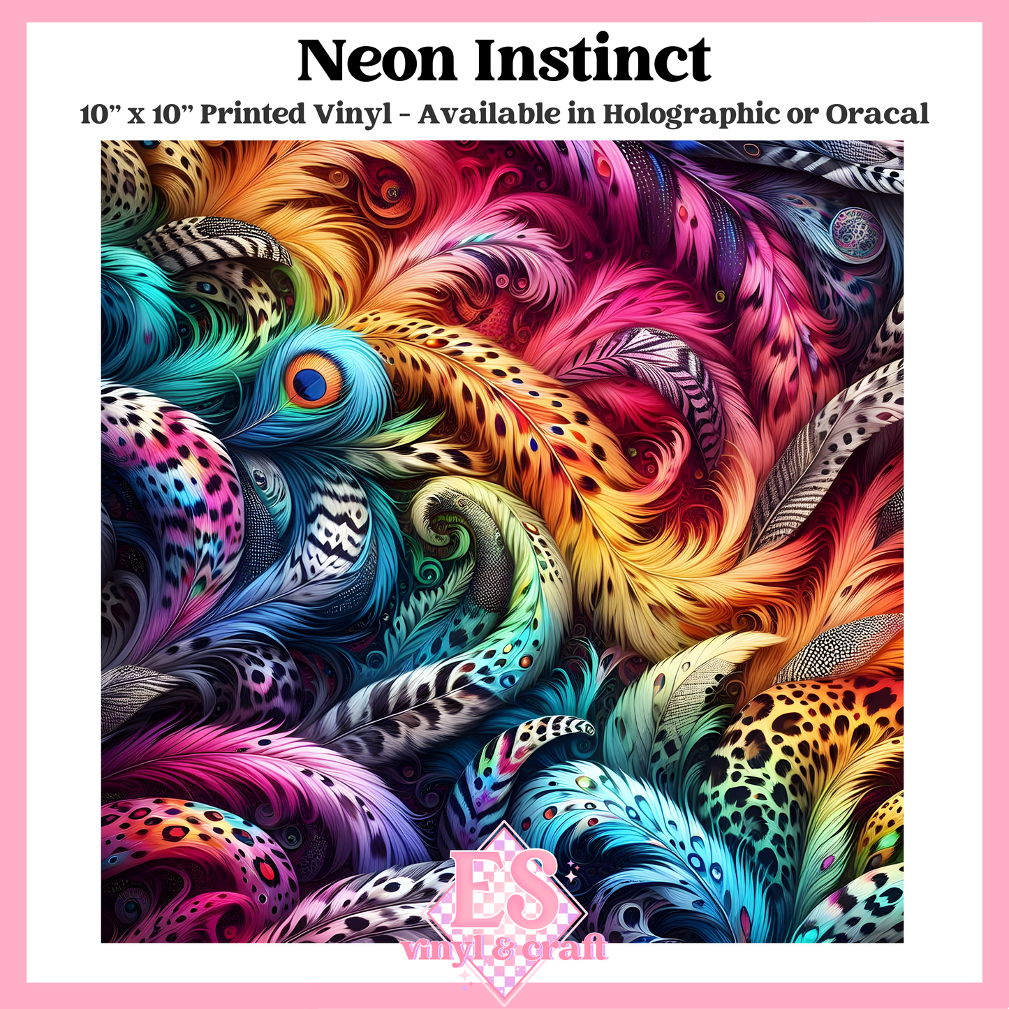 Neon Instinct - 10" x 10" Self Adhesive Vinyl (Oracal or Holo) image 0