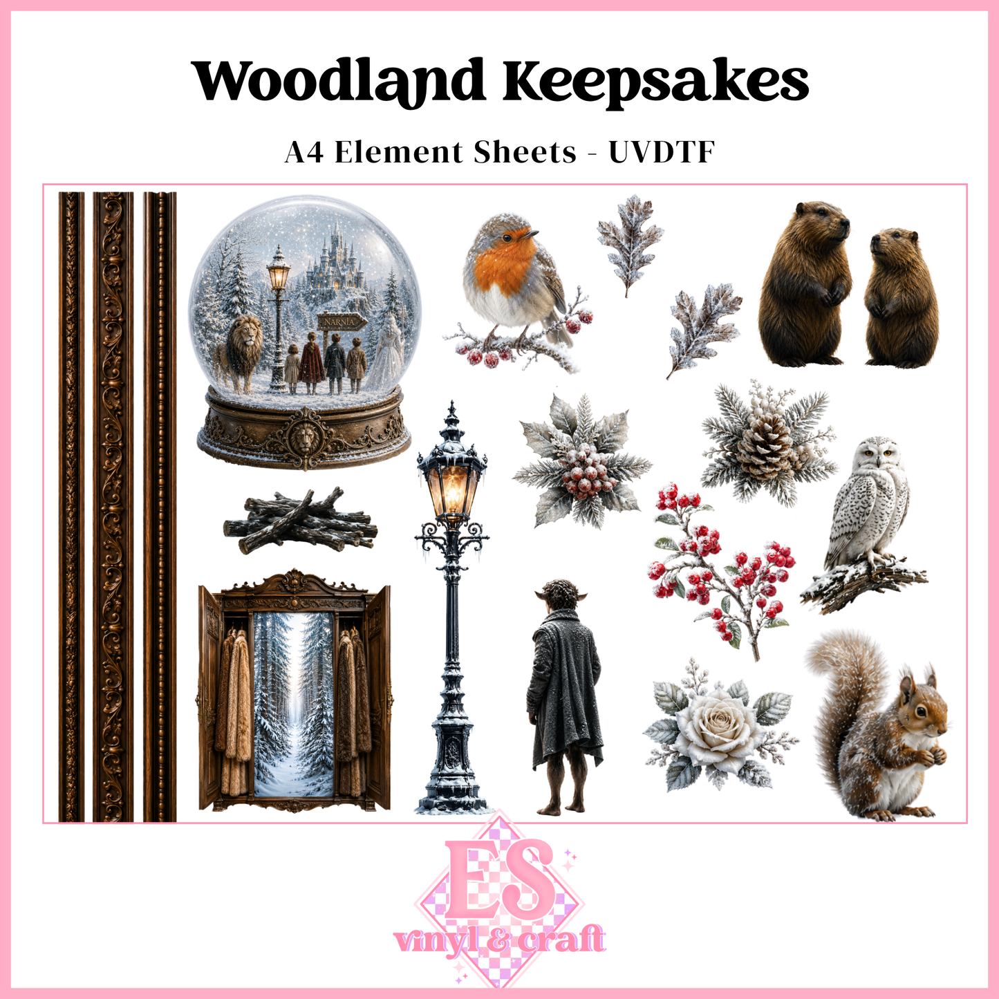 Woodland Keepsakes - UVDTF Element Sheet (A4 Sheet)