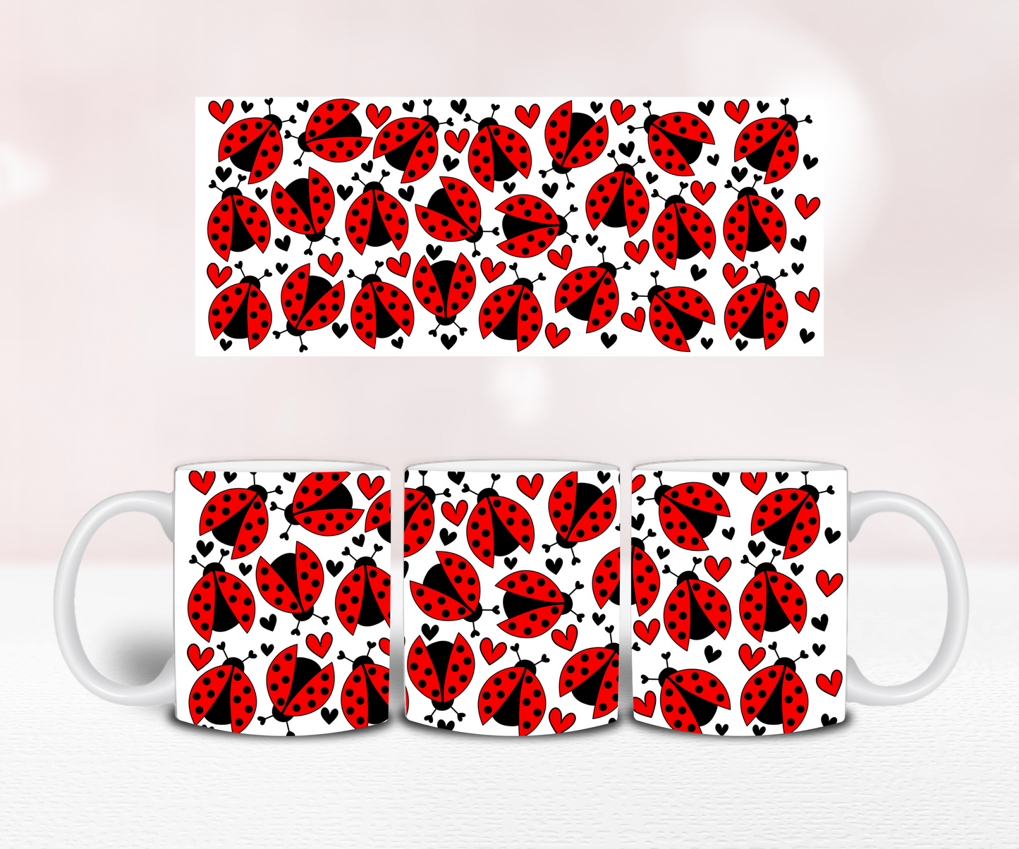 Red Ladybird Seamless - Pre Printed Sublimation 11oz or 20oz Wrap image 1