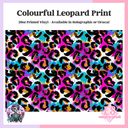 Colourful Leopard Print - 20oz Printed Tumbler Self Adhesive Vinyl image 0