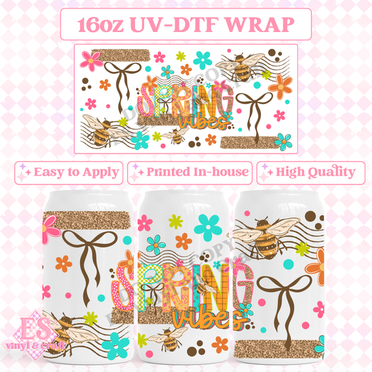 Spring Vibes - 16oz Beer Can / Libbey UV-DTF image 0