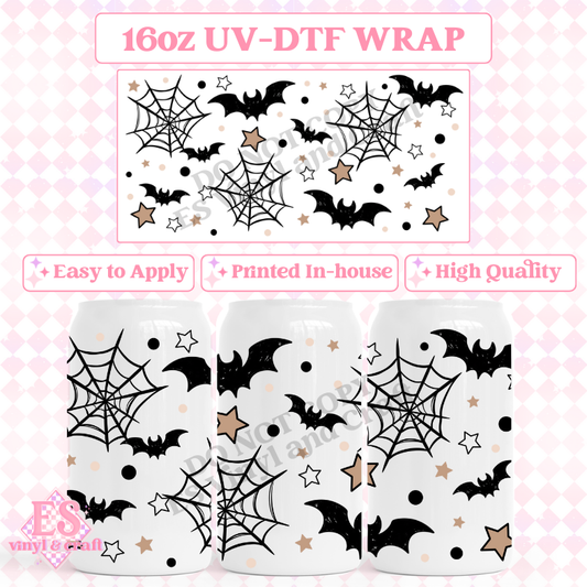 Stars and Bats (Black) - 16oz Beer Can / Libbey UV-DTF Transfer image 0