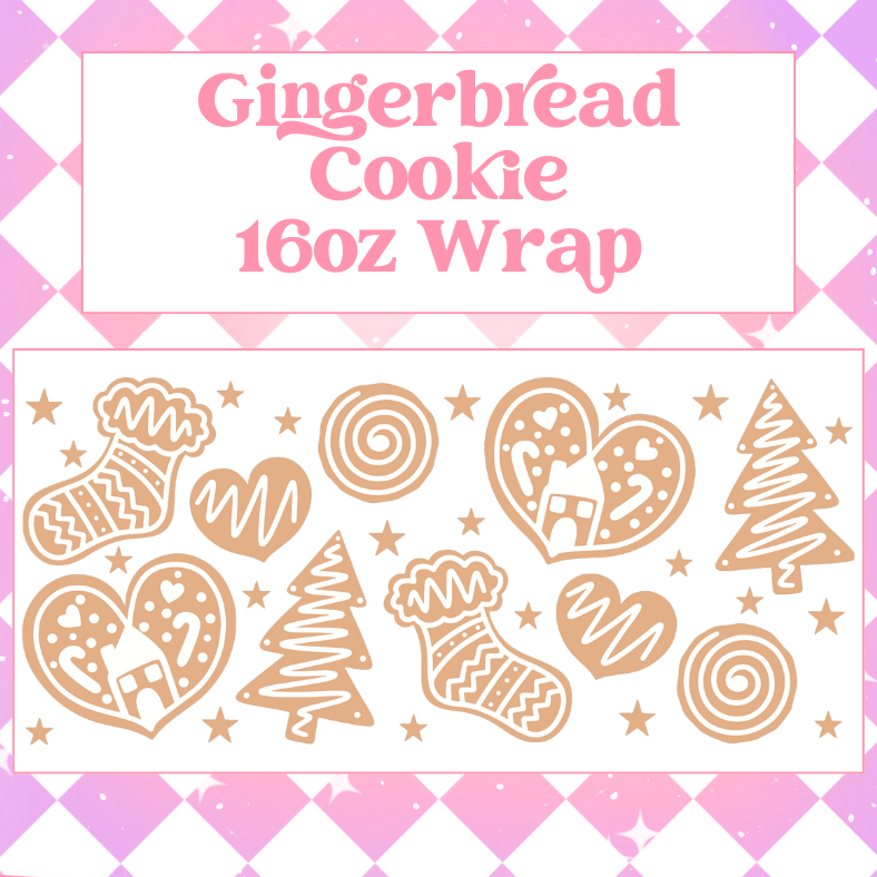 Gingerbread Cookie - 16oz Beer / Libbey Can Wrap Holographic Vinyl image 0
