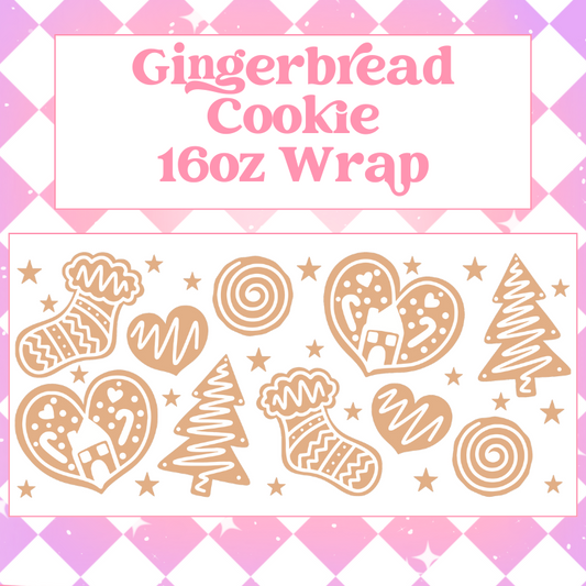 Gingerbread Cookie - 16oz Beer / Libbey Can Wrap Holographic Vinyl image 0