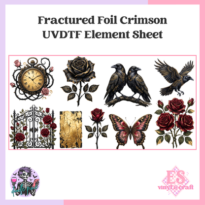 Fractured Foil Crimson - Multi - 10" x 10" Self Adhesive Vinyl (Oracal or Holo)