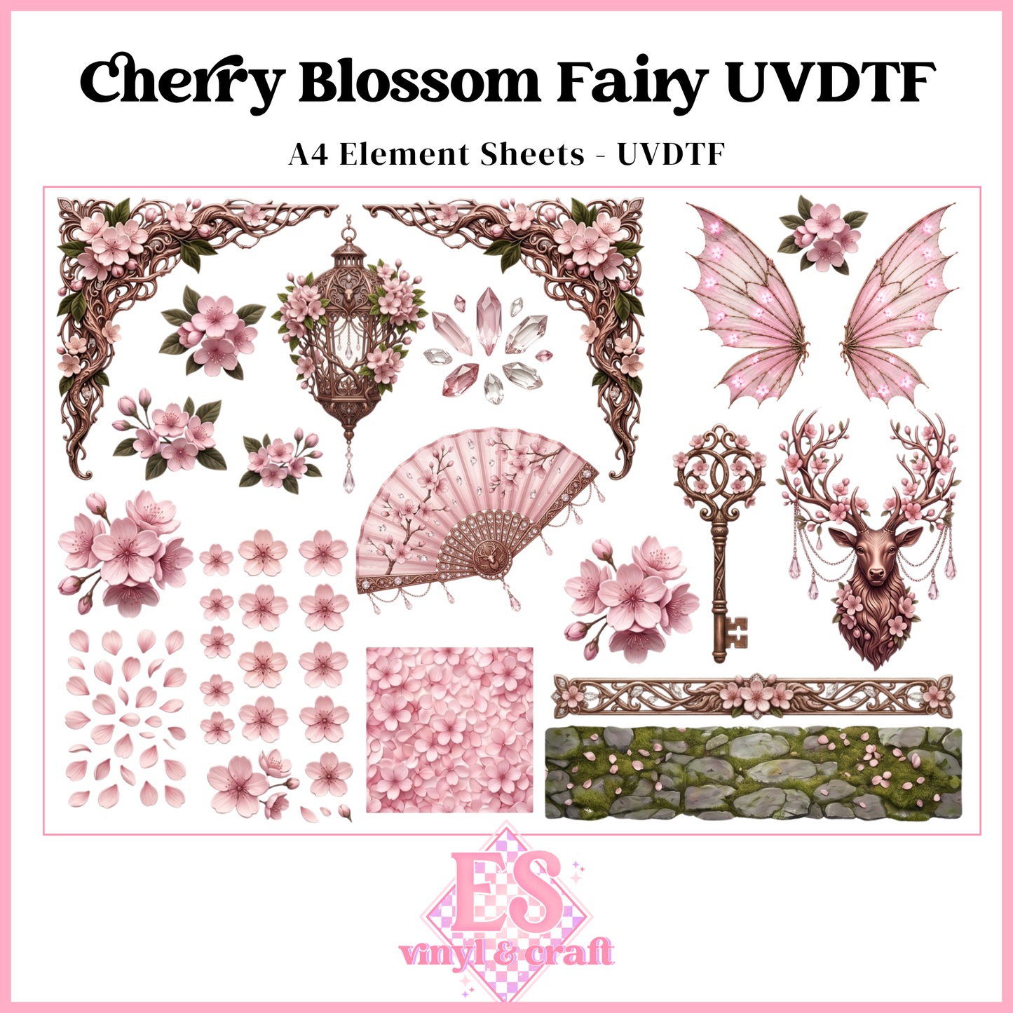 Cherry Blossom Fairy - UVDTF Element Sheet (A4 Sheet)