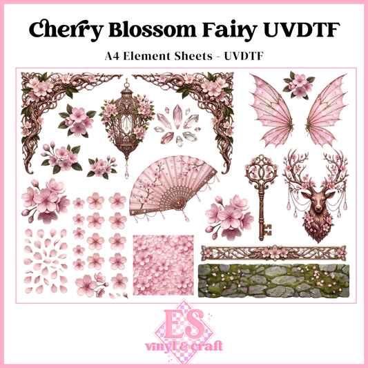 Cherry Blossom Fairy - UVDTF Element Sheet (A4 Sheet)