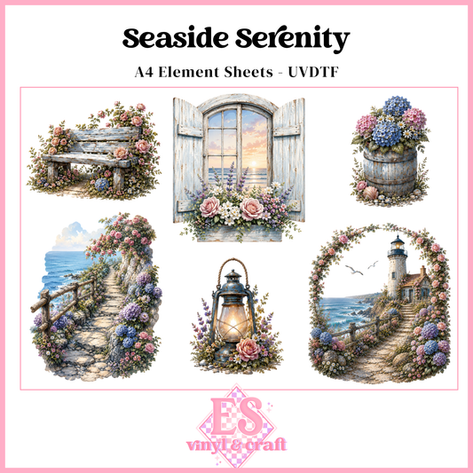 Seaside Serenity - UVDTF Element Sheet (A4 Sheet)