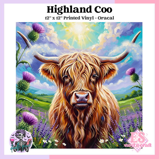 Highland Coo - 12" x 12" Printed Vinyl image 0