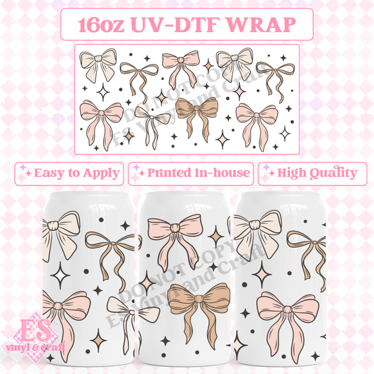 Soft Bows - 16oz Beer Can / Libbey UV-DTF Transfer image 0