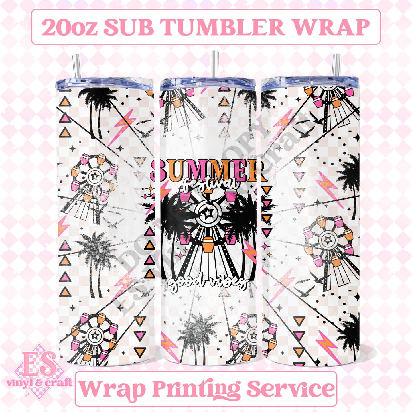 Summer Festival - Full 20oz Tumbler Sublimation Print image 0