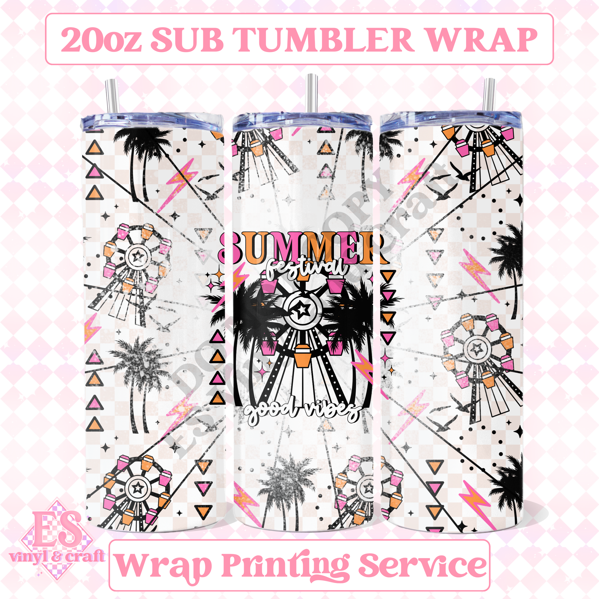 Summer Festival - Full 20oz Tumbler Sublimation Print image 0